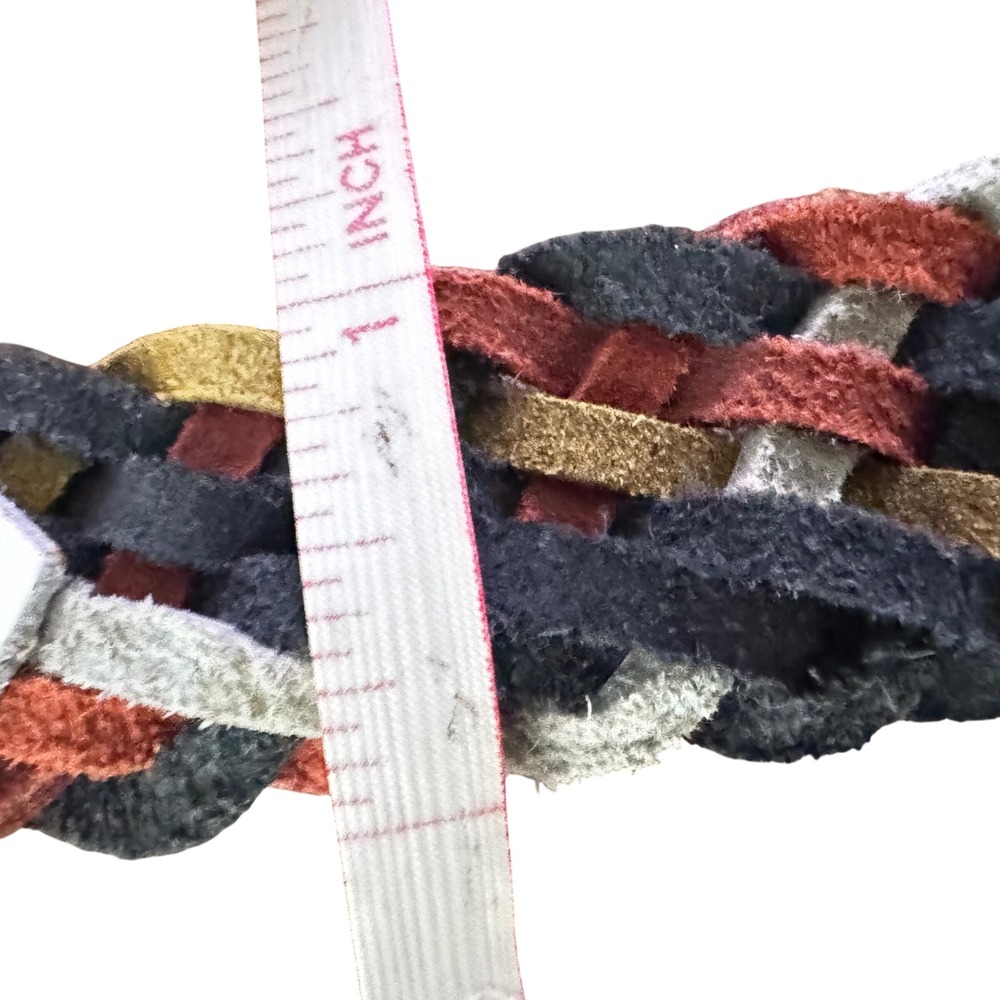 Argentina Capezio Braided Belt Colorful Woven Leather Belt‎ Gold tone Buckle ML - Picture 2 of 12